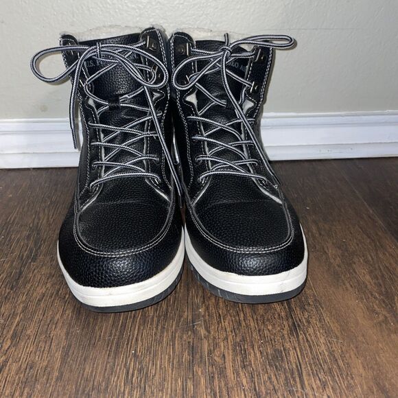 Size 11 Mens US Polo Assn. Black And White Faux Fur High Top Sneakers - Picture 2 of 9